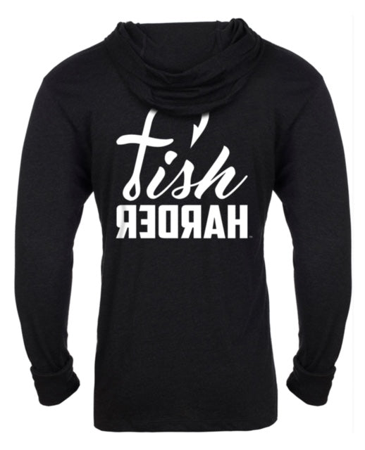Fish Harder Long Sleeve Performance T-Shirt Hoodie with UV 50 Sun Protection